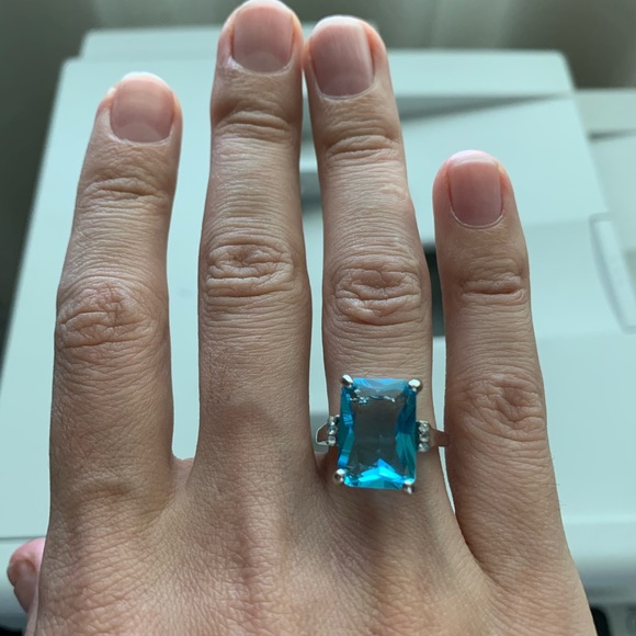 925 Silver Women Jewelry Aquamarine Ring - Picture 5 of 7